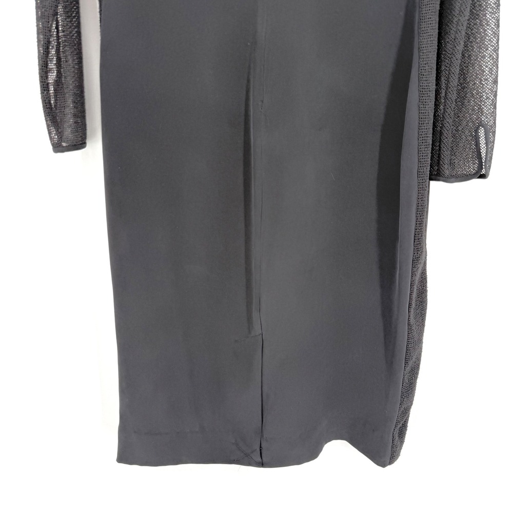 L'AGENCE Renee Dress Black Silk Mesh Long Sleeve Shift Midi Round Neck 10 - Picture 13 of 16